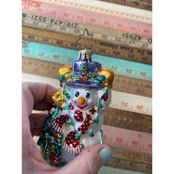 Christopher Radko Snowman Glowman Glass Christmas Tree 5 in Blown Ornament - Picture 15 of 15